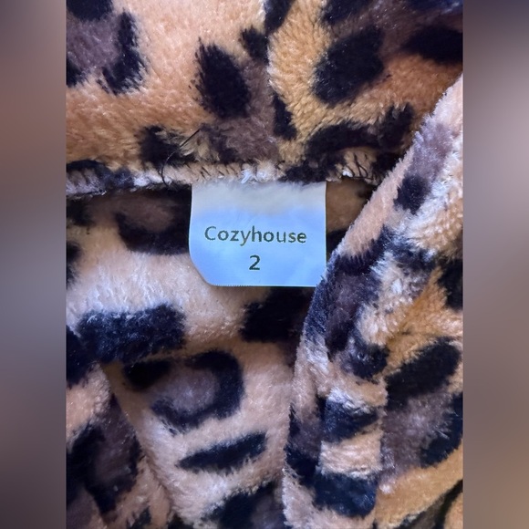 Leopard Print Robe  Cozy house  Full Zipper Two Pockets Lounger Wear Size 2 - Picture 12 of 16